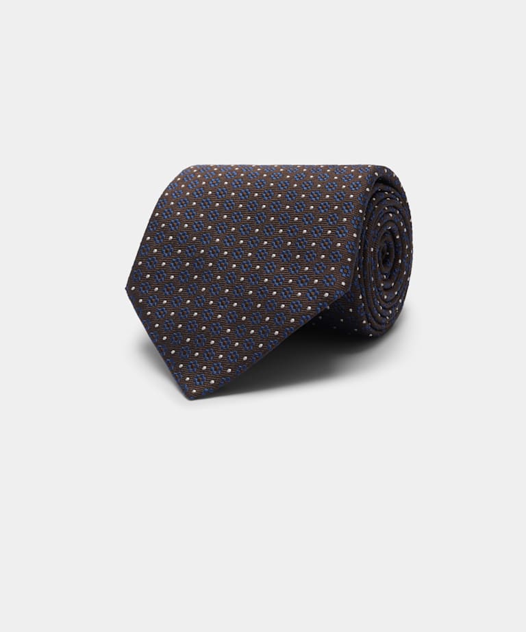 Krawatte braun mit floralem Muster