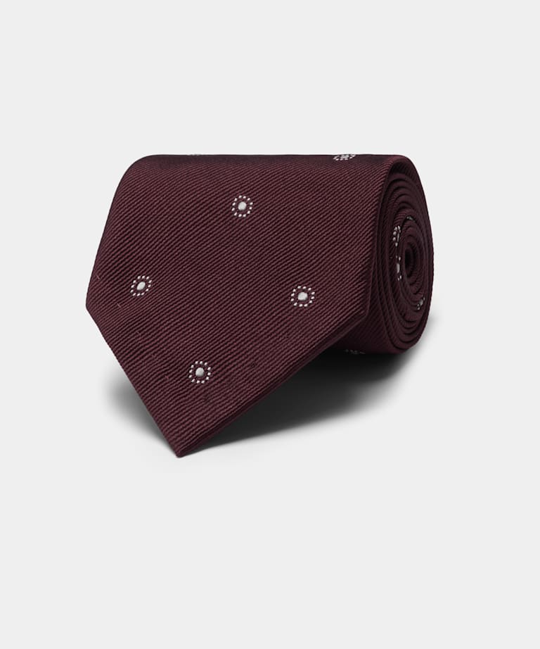 SUITSUPPLY Pure Silk by Fermo Fossati, Italy Dark Red Graphic Tie