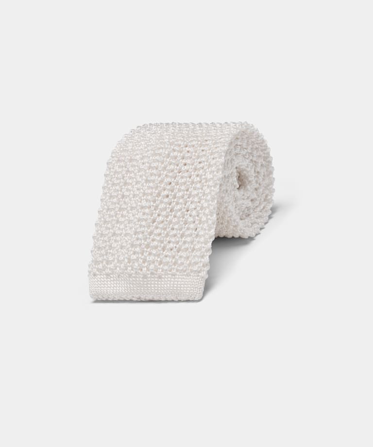 SUITSUPPLY Pure Silk by Canepa, Italy White Knitted Tie