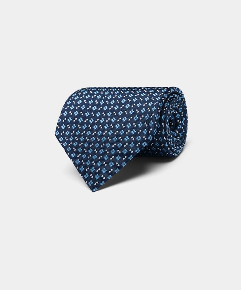 蓝色花卉领带