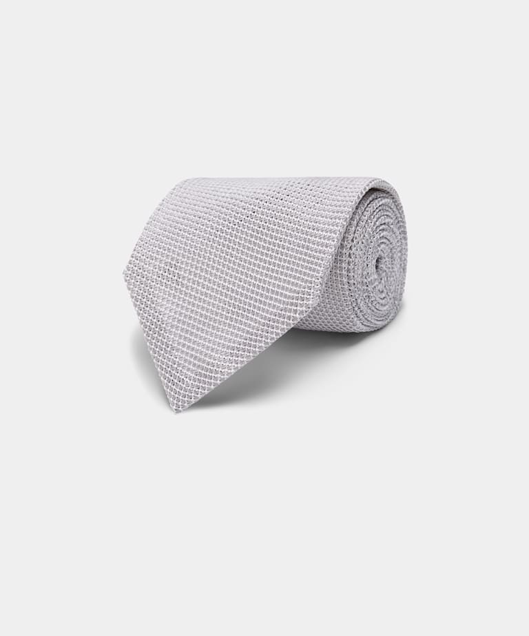 SUITSUPPLY Pure Silk Light Grey Tie