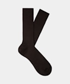 Dark Brown Ribbed Regular Socks