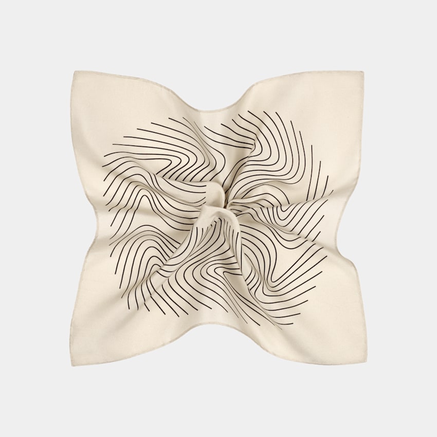 SUITSUPPLY Pure Silk Light Brown Graphic Pocket Square