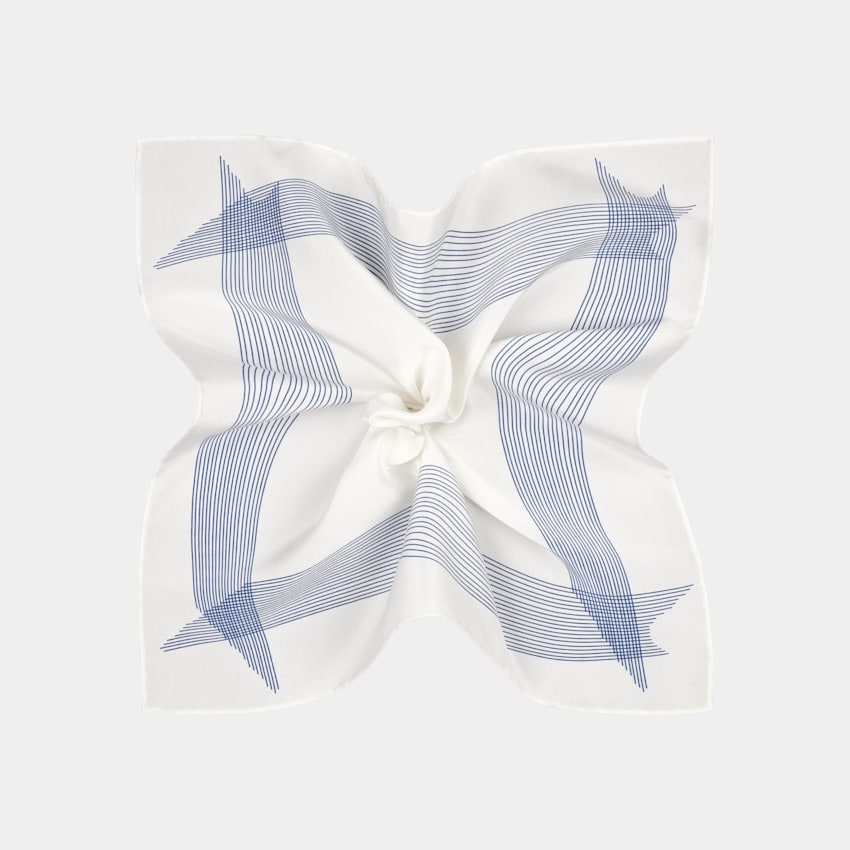 SUITSUPPLY Pura seda Pa&ntilde;uelo de bolsillo estampado color crudo