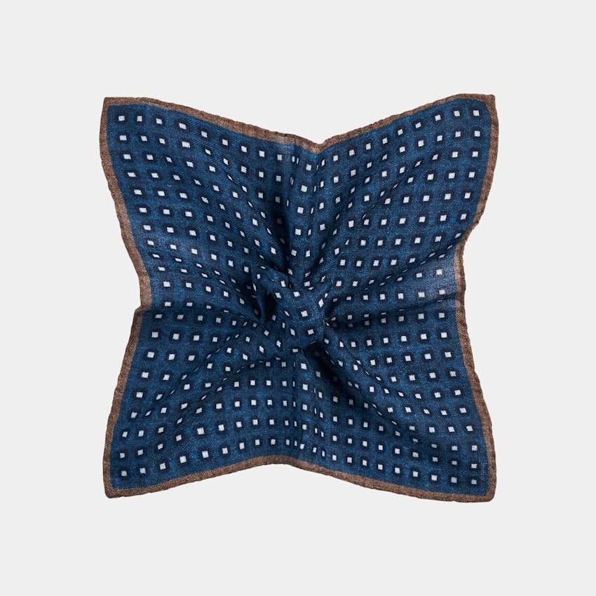 SUITSUPPLY Pure Wool by Bottinelli, Italy Navy Graphic Pocket Square