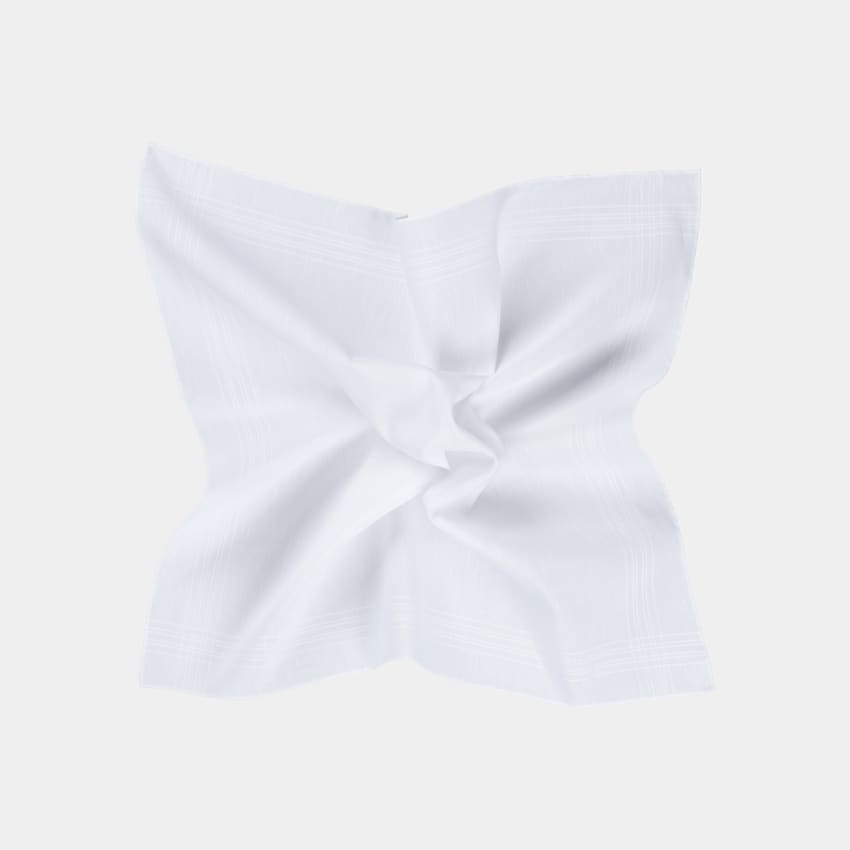 SUITSUPPLY Pur lin - Fermo Fossati, Italie Mouchoir de poche blanc à carreaux