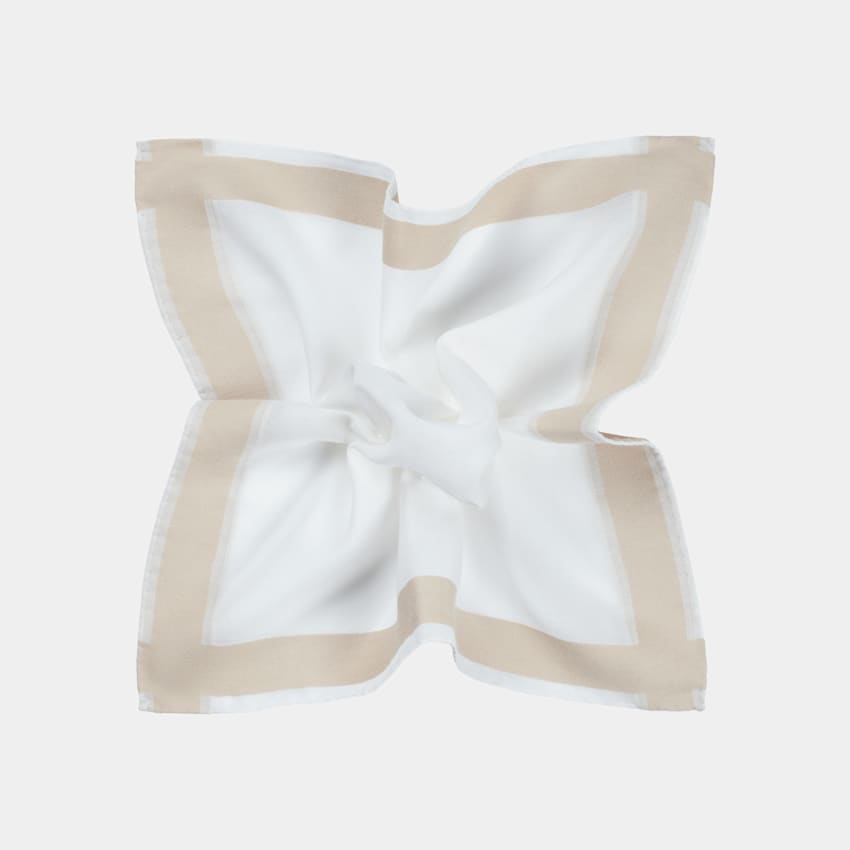 SUITSUPPLY Pure Cotton by Magistri, Italy White Frame Pocket Square