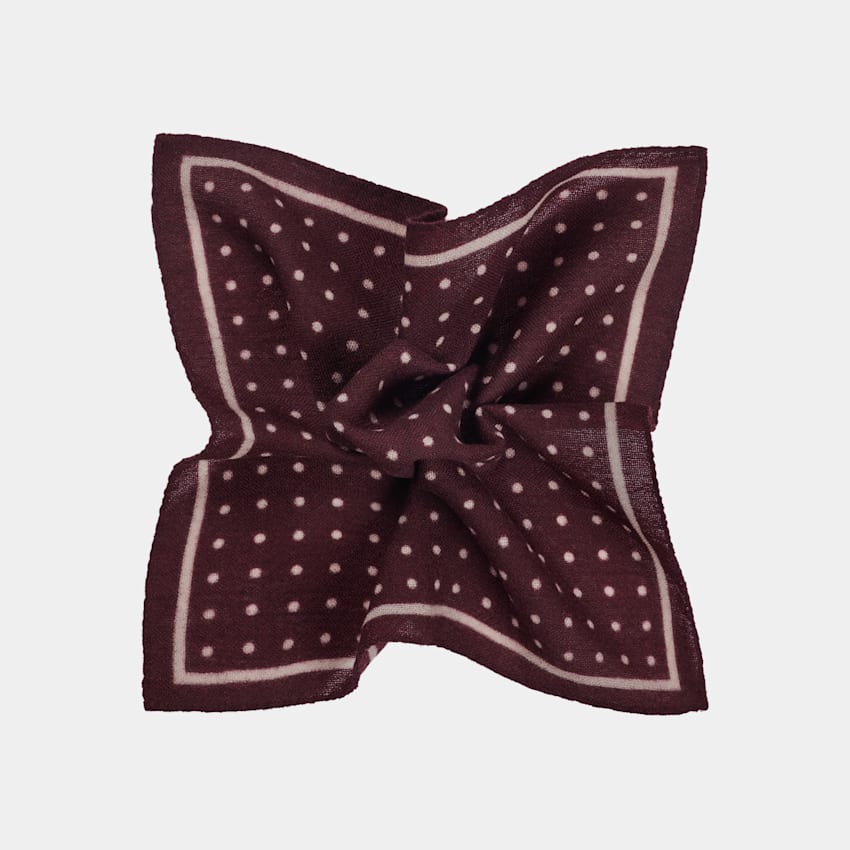 SUITSUPPLY Pure Wool by Mantero, Italy Dark Red Dots Pocket Square