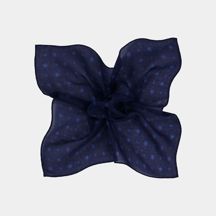 SUITSUPPLY Puro algodón de Silk Pro, Italia Pañuelo de bolsillo azul con motivo gráfico