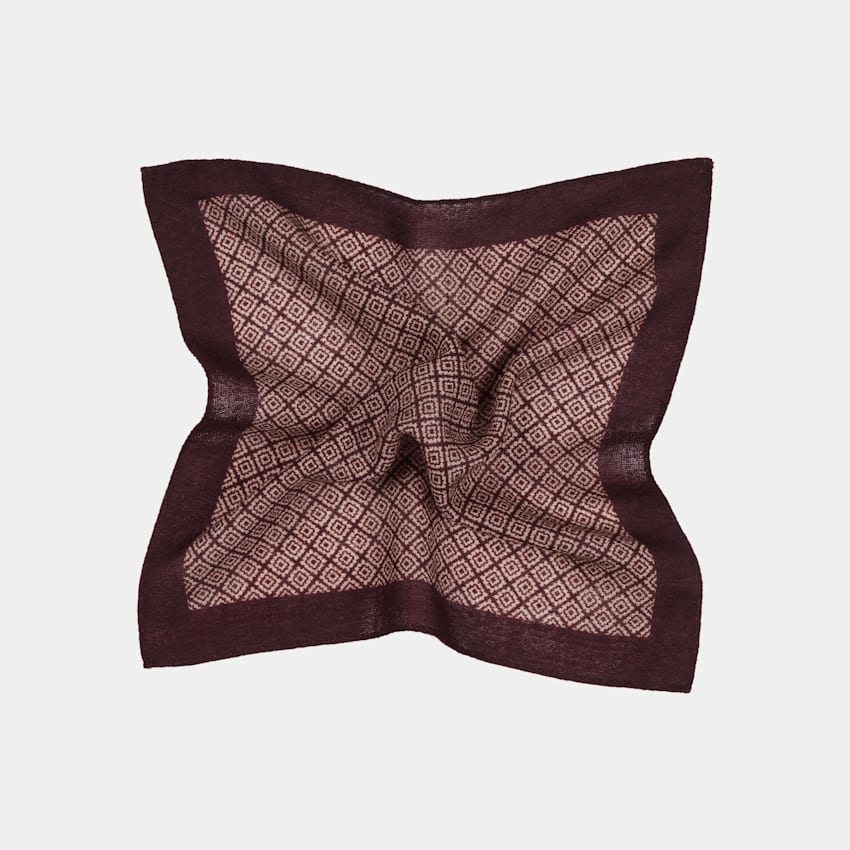 SUITSUPPLY Pure laine - Silk Pro, Italie Pochette bordeaux motif graphique
