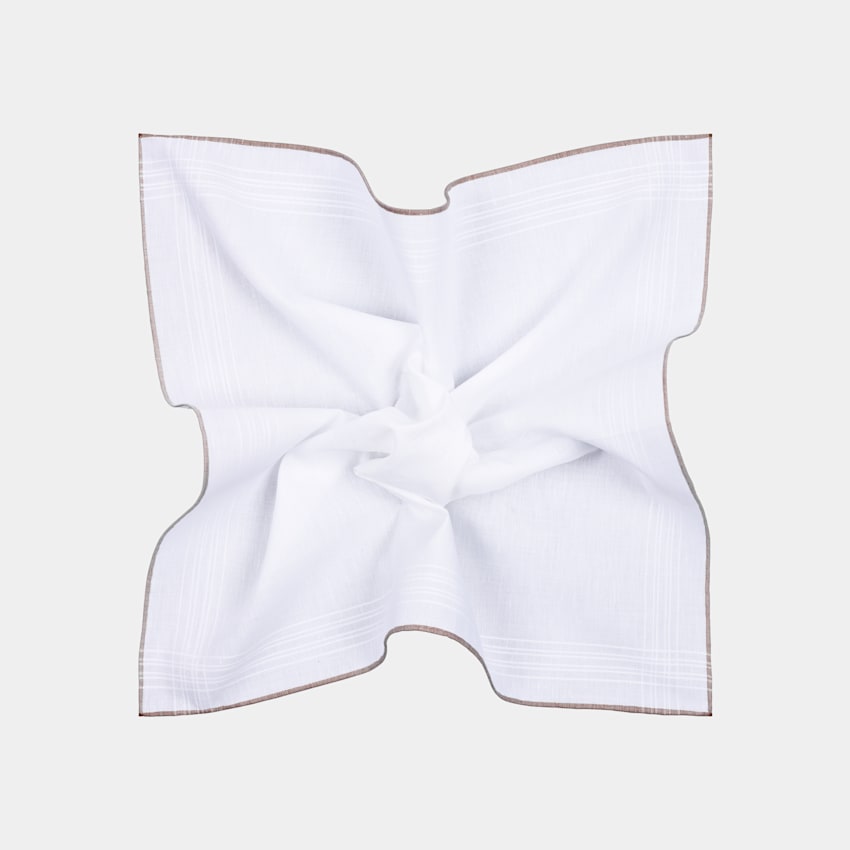 SUITSUPPLY 意大利 Fermo Fossati 生产的棉、亚麻面料 白色口袋巾