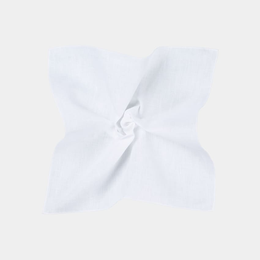 SUITSUPPLY Pure Linen by Camillatex, Italy White Pocket Square