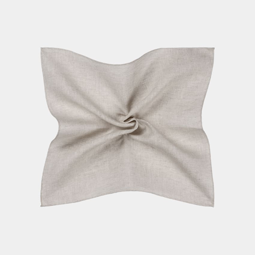SUITSUPPLY Puro lino de Camillatex, Italia Pañuelo de bolsillo marrón claro