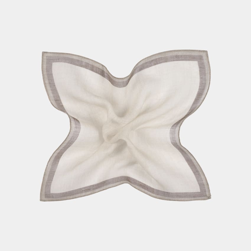 SUITSUPPLY Puro lino de Silk Pro, Italia Pañuelo de bolsillo color crudo