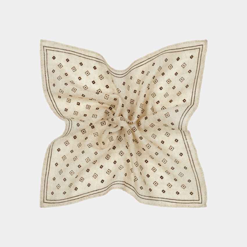 SUITSUPPLY Ull silke från Silk Pro, Italien Ljusbrun grafisk bröstnäsduk