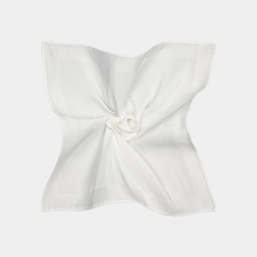 SUITSUPPLY Linen Silk by Canepa, Italy White Pocket Square