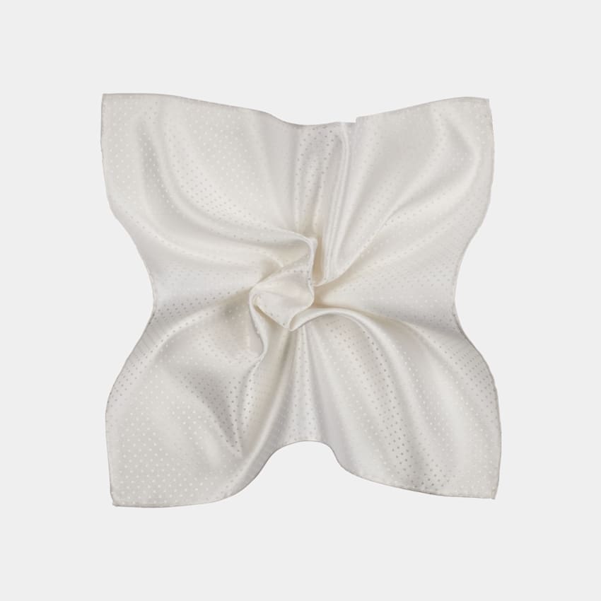SUITSUPPLY Pure Silk White Dotted Pocket Square