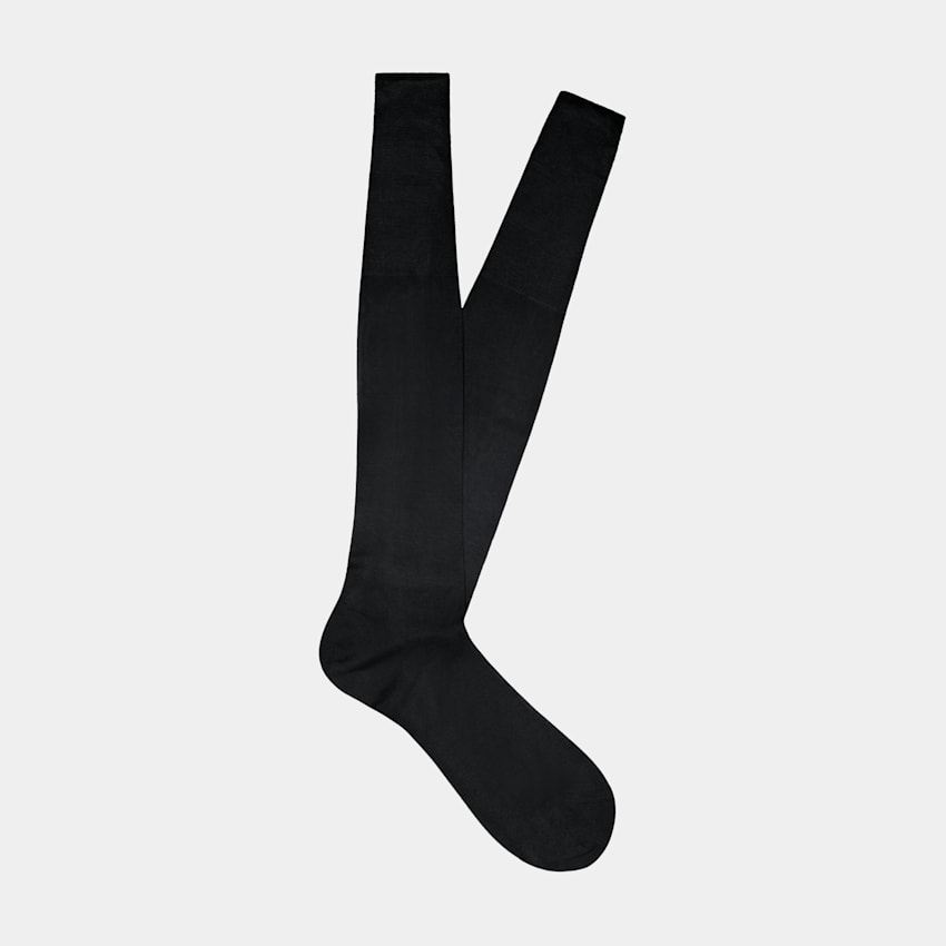 SUITSUPPLY Pure Silk Black Regular Socks