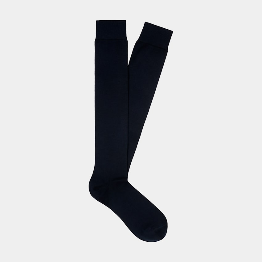 SUITSUPPLY Reine Baumwolle Socken blau kniehoch