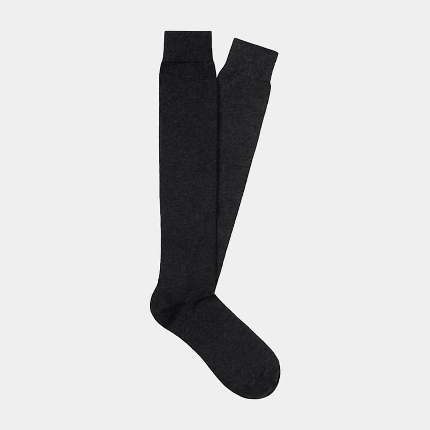 SUITSUPPLY Pure Cotton Dark Grey Knee High Socks