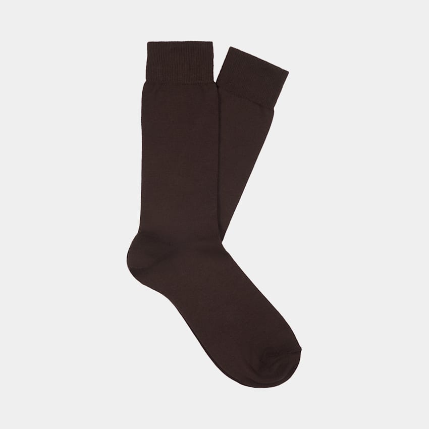 SUITSUPPLY Reine Baumwolle Socken braun, regular