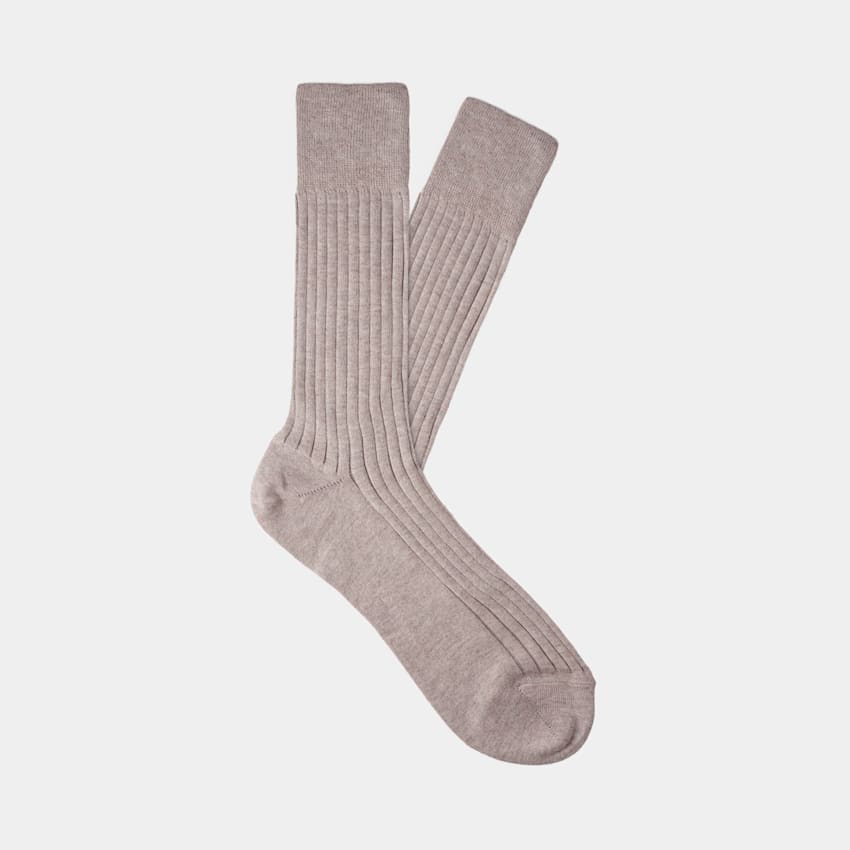SUITSUPPLY Wool Nylon Brown Ribbed Regular Socks