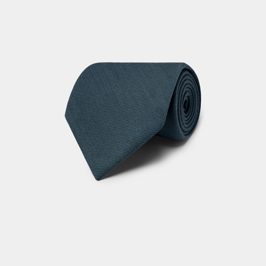 SUITSUPPLY Wool Viscose Crepe by Beste, Italy Mid Blue Crepe Tie