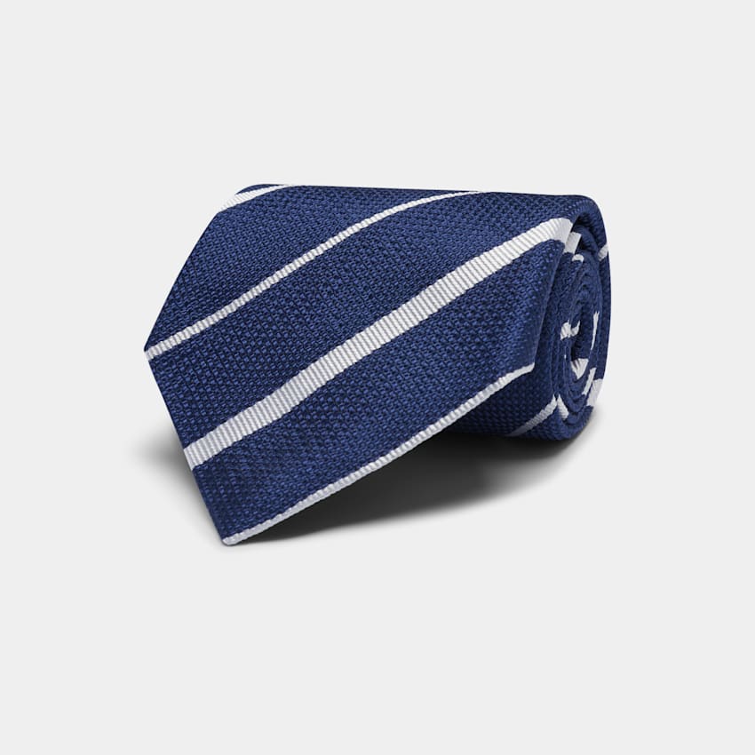 SUITSUPPLY Pure soie - Silk Pro, Italie Cravate bleu marine à rayures