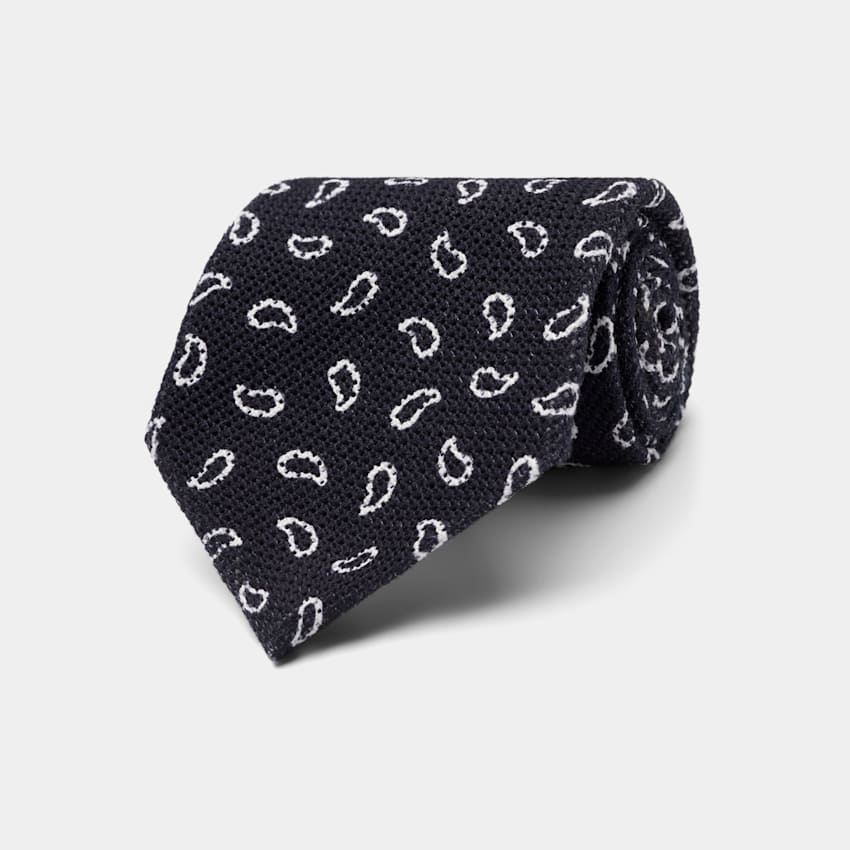 SUITSUPPLY Pure Cotton by Canepa, Italy Navy Paisley Tie