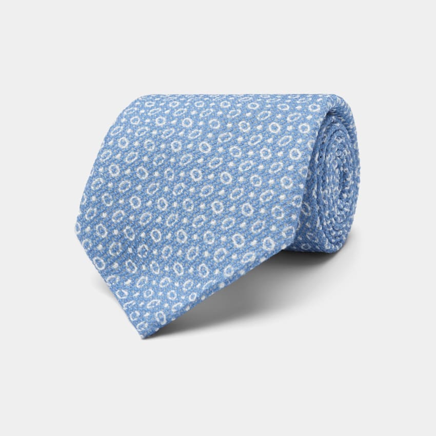 SUITSUPPLY Pur coton - Canepa, Italie Cravate bleu clair motif graphique