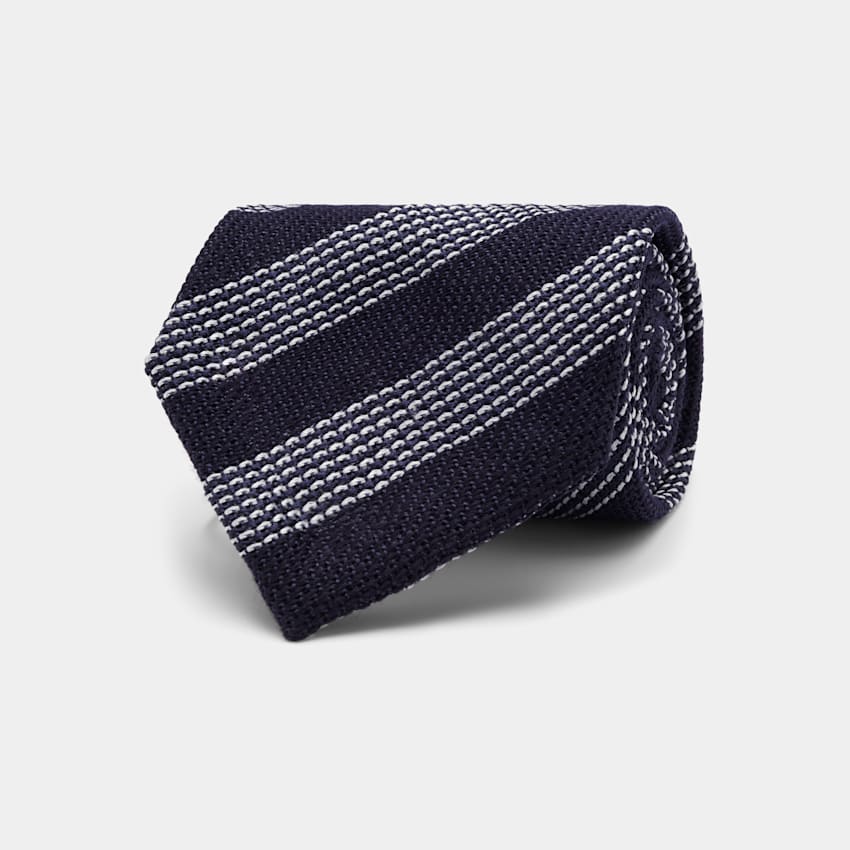 SUITSUPPLY Silk Wool by Canepa, Italy Navy Stripes Tie