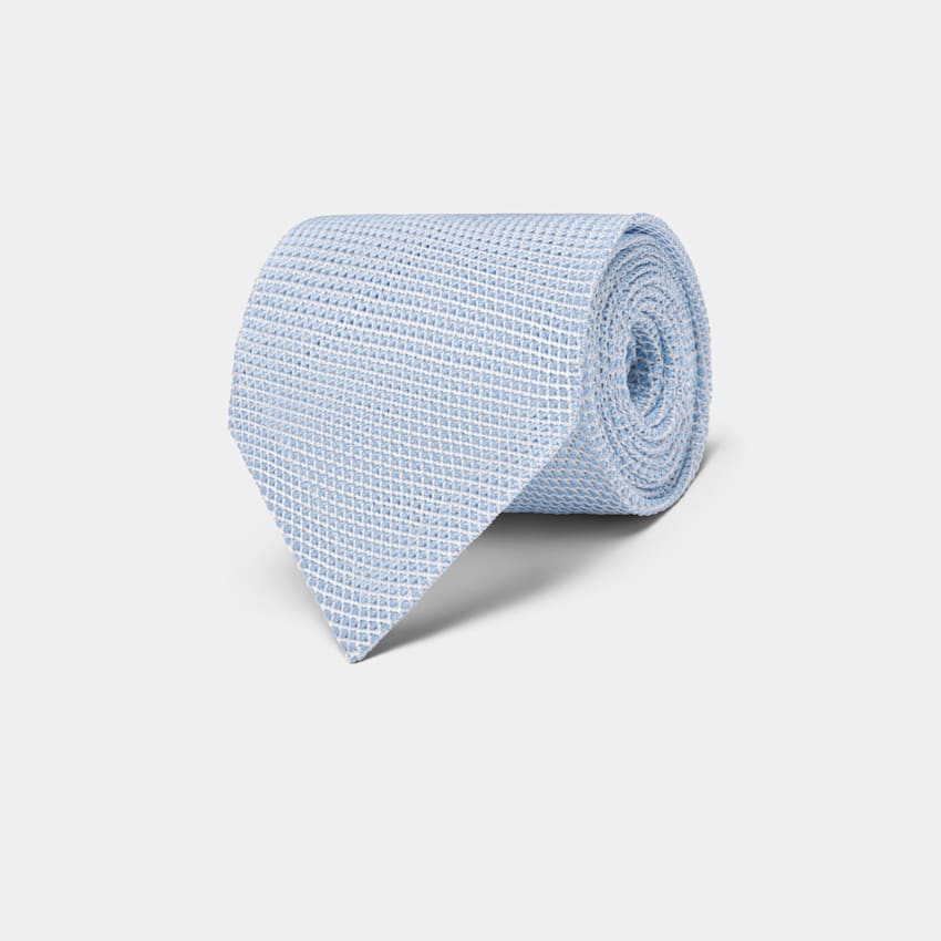 SUITSUPPLY Pure Silk by Fermo Fossati, Italy Light Blue Grenadine Tie