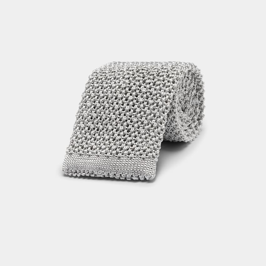 Grey Knitted Tie in Pure Silk | SUITSUPPLY US