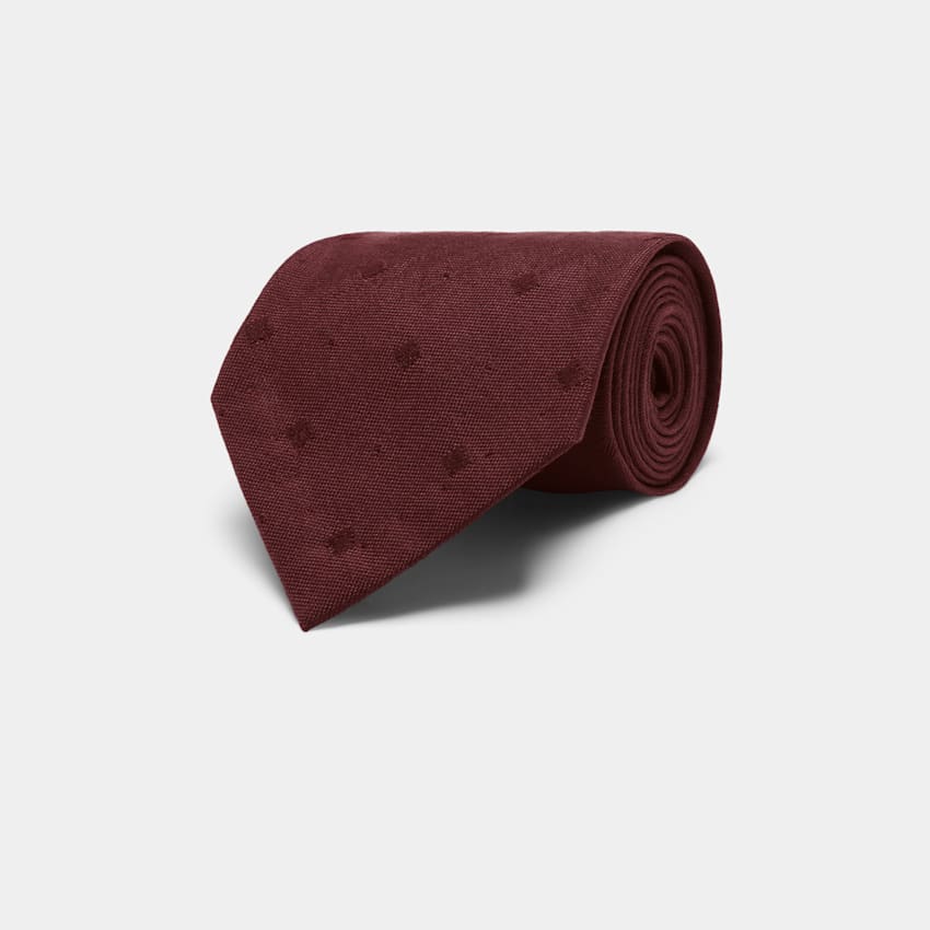 SUITSUPPLY Ull silke från Canepa, Italien Vinröd grafisk slips