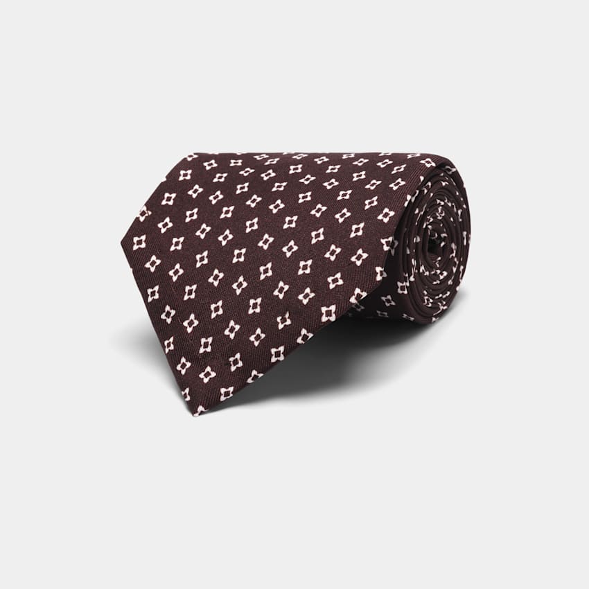 SUITSUPPLY Pure Silk by Fermo Fossati, Italy Brown Flower Tie