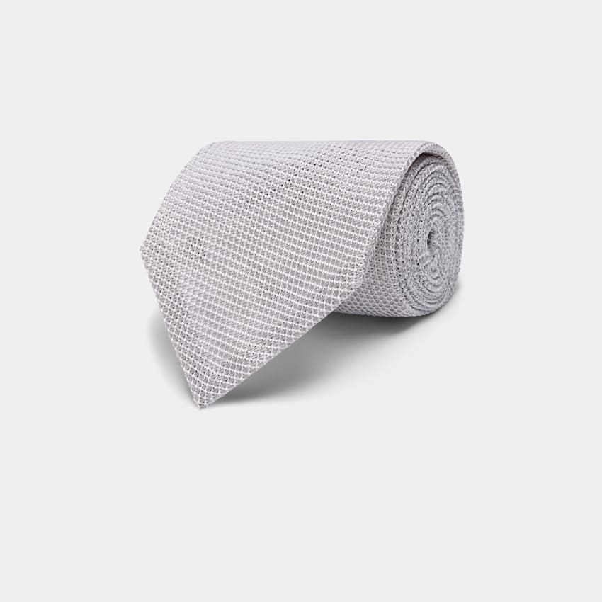 SUITSUPPLY Pure Silk by Fermo Fossati, Italy Light Grey Grenadine Tie