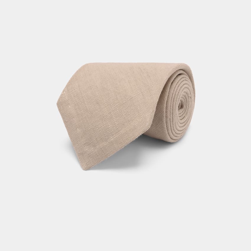 SUITSUPPLY Rent linne från Leomaster, Italien Ljusbrun slips