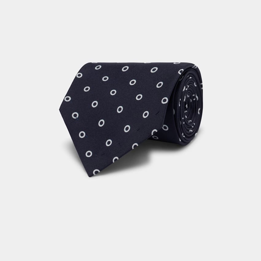 SUITSUPPLY Rent silke Marinblå grafisk slips