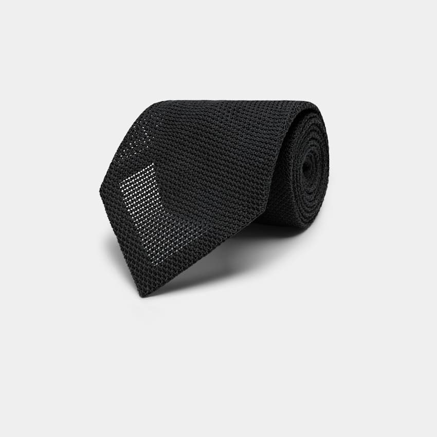 SUITSUPPLY Pure Silk by Barca, Italy Black Grenadine Tie