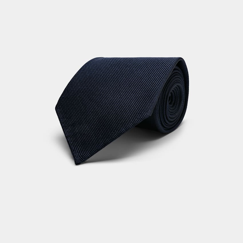 SUITSUPPLY Pure Silk Navy 7 Fold Tie