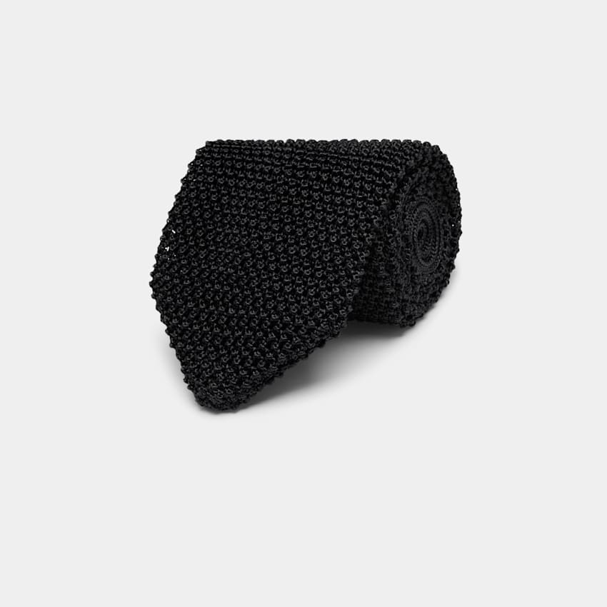 SUITSUPPLY Pure Silk by Canepa, Italy Black Knitted Tie