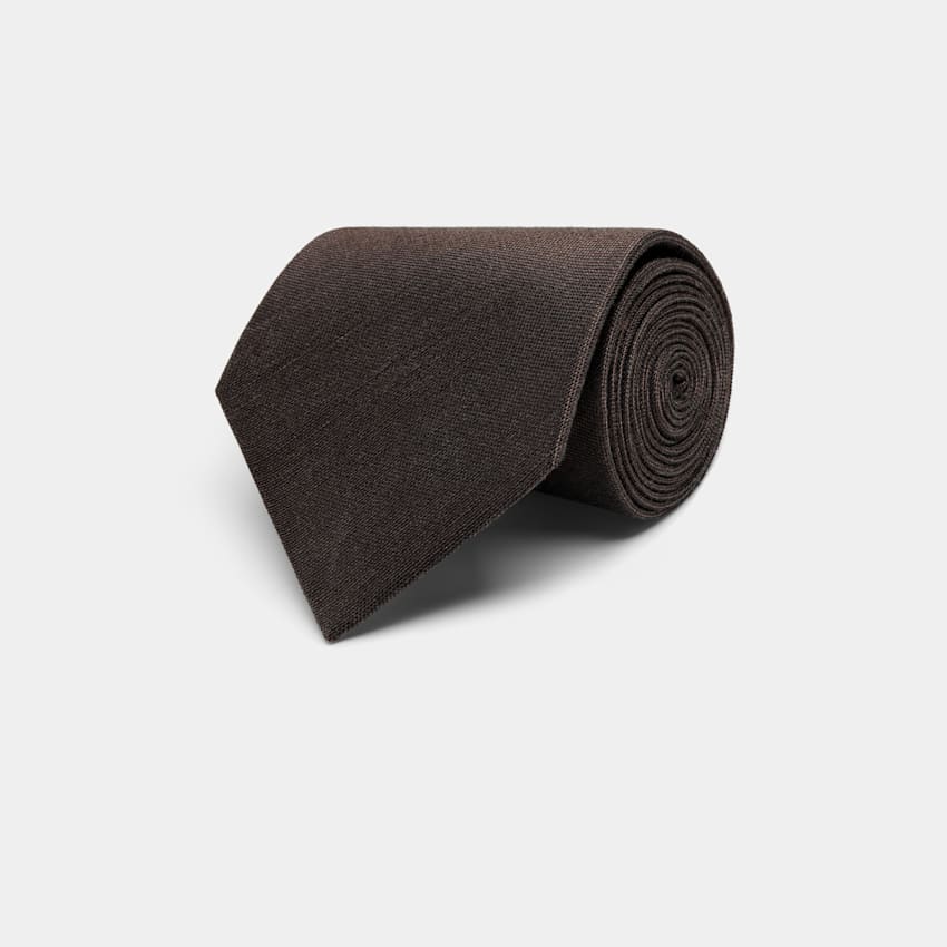 SUITSUPPLY Linen Silk Brown Tie