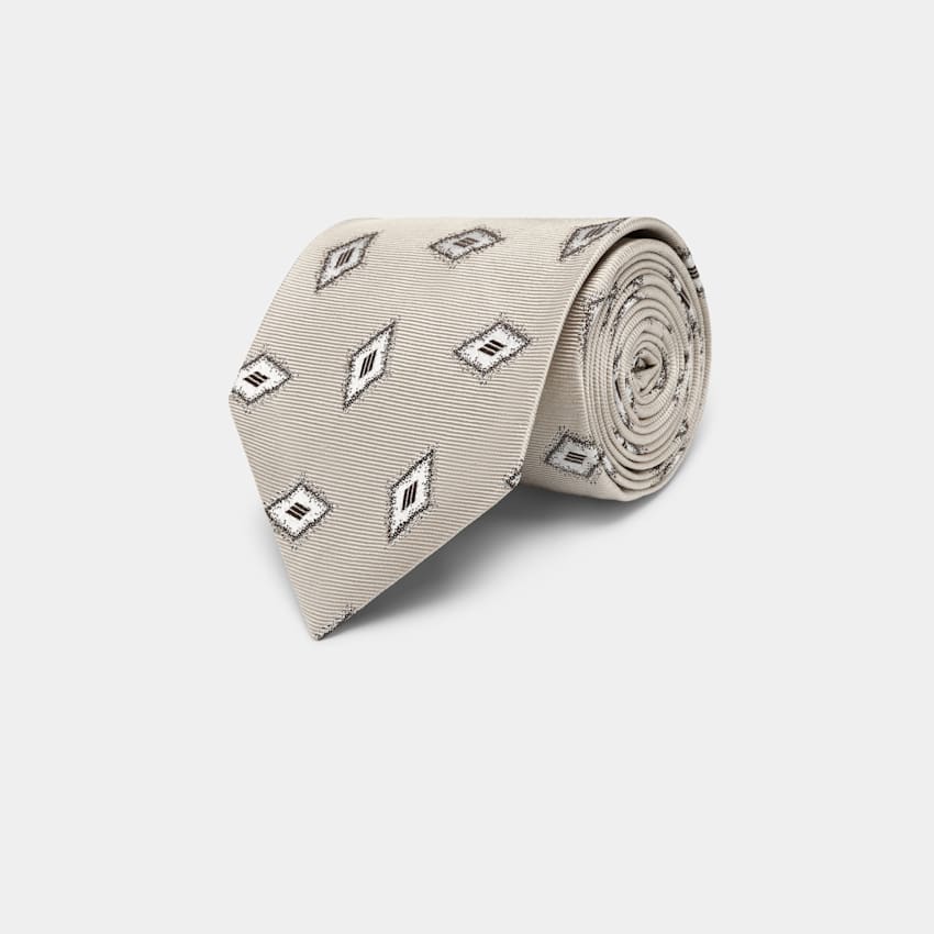 SUITSUPPLY Pure Silk by Fermo Fossati, Italy Sand Graphic Tie