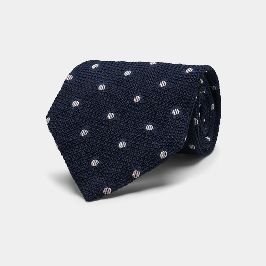 Cravate bleu marine à pois