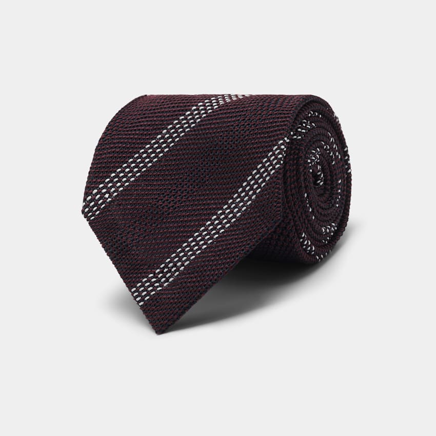 Dark Red Striped Tie