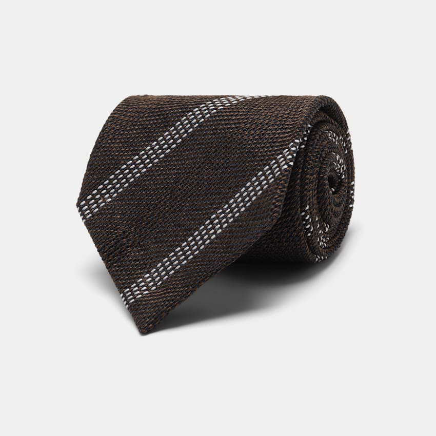Krawat w paski brązowy