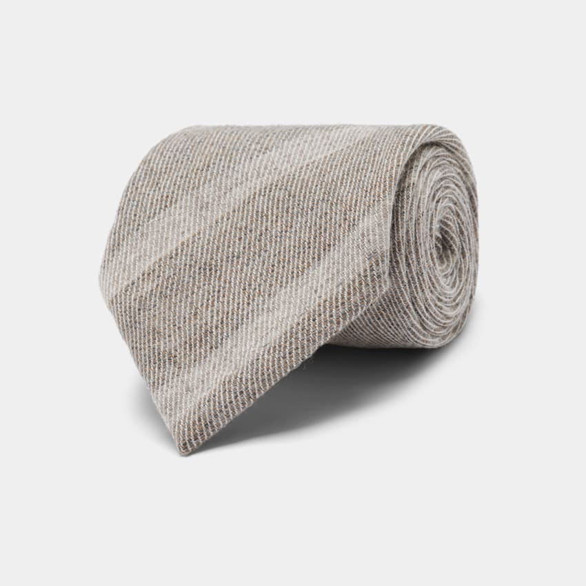 SUITSUPPLY Wool Silk by Magistri, Italy Grey Striped Tie