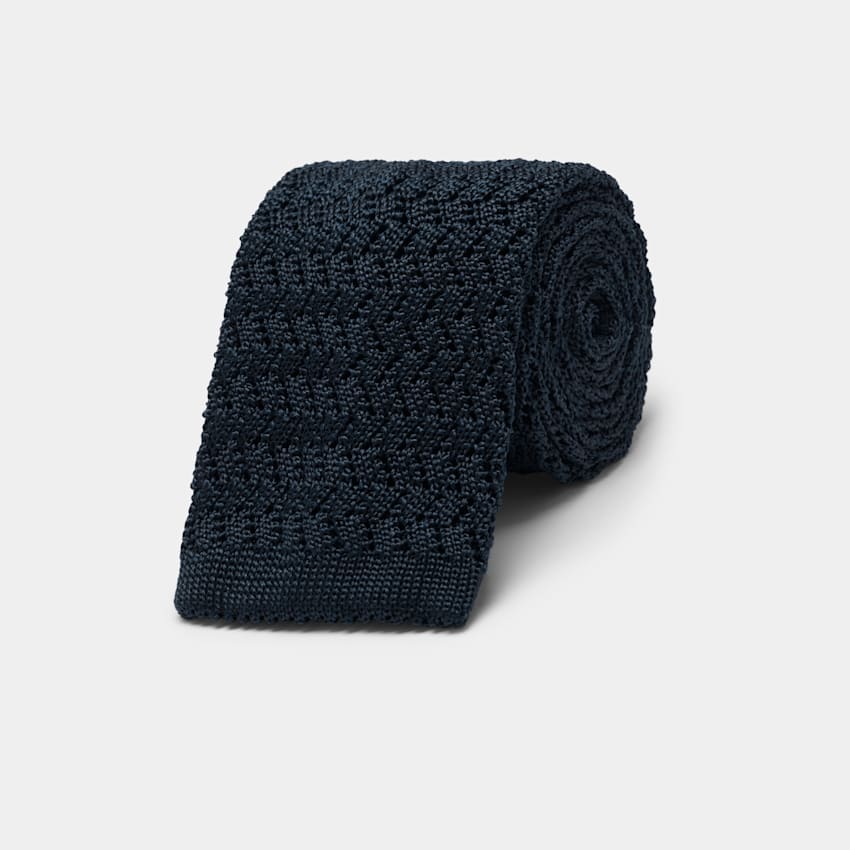 SUITSUPPLY Pure Silk by Canepa, Italy Navy Knitted Tie