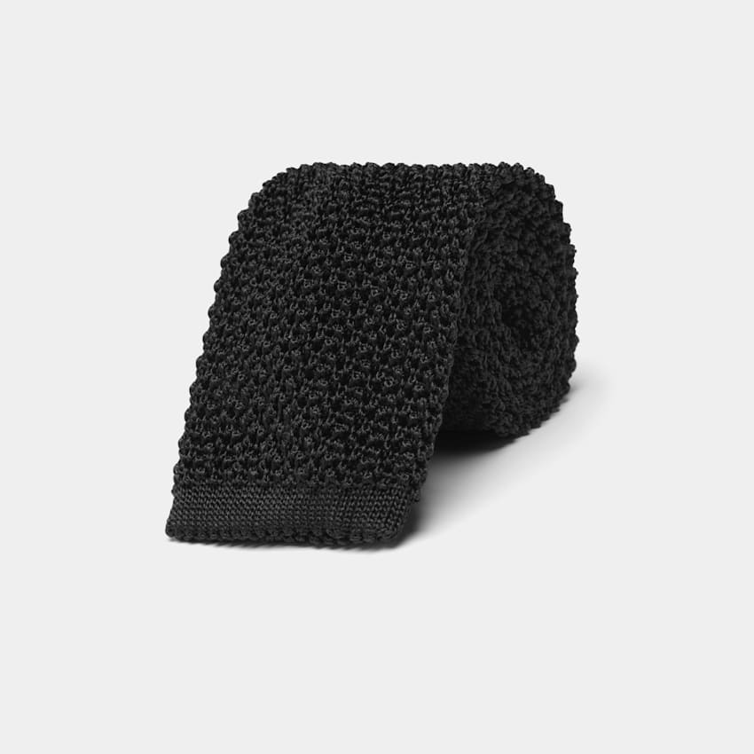 SUITSUPPLY Pure Silk by Canepa, Italy Black Knitted Tie