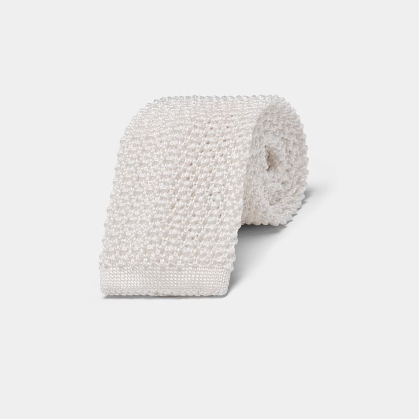 SUITSUPPLY Pure Silk by Canepa, Italy White Knitted Tie